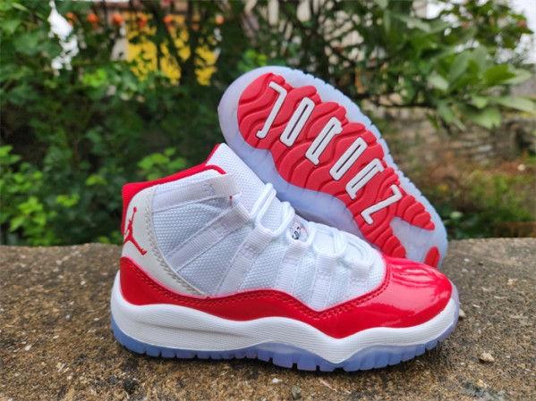 Youth Running Weapon Air Jordan 11 White/Red Shoes 019